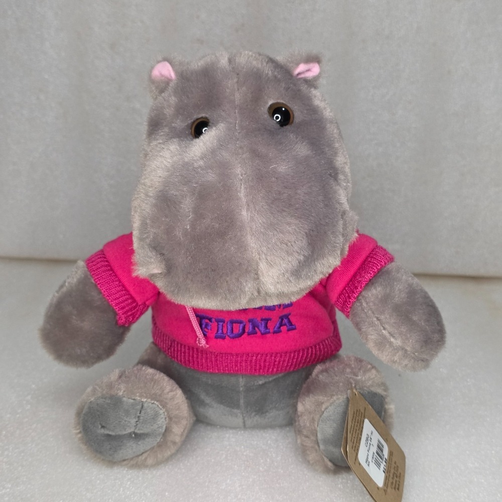 The Petting Zoo Team Fiona Gray Hippo Pink Hoodie 9" New Souvenir Plush